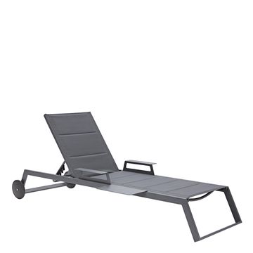 SUNBED NATERIAL ODYSSEA ACCESS ALU PADDED TEXTYLEN W/ WHEELS DARK GREY