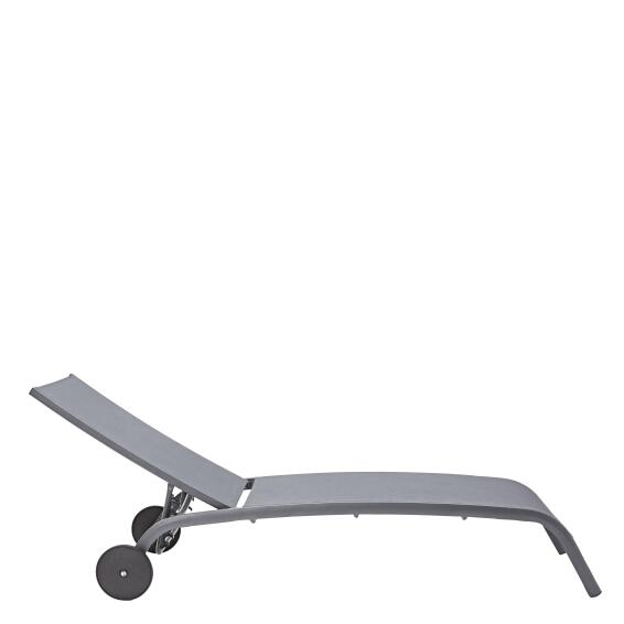 Sun Lounger Naterial Lyra Fix With Wheels, 60% Aluminium 25% Textilene H 95cmxL207cmxW63cm Light Grey