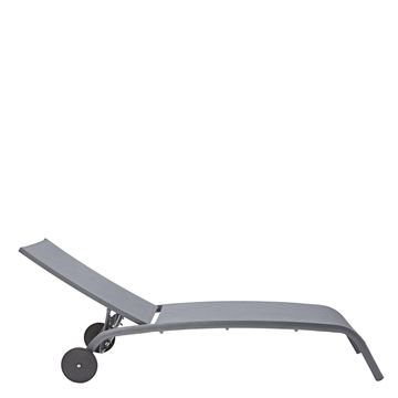 Sun Lounger Naterial Lyra Fix With Wheels, 60% Aluminium 25% Textilene H 95cmxL207cmxW63cm Light Grey