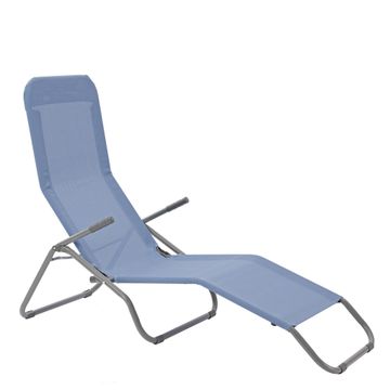 Sun Lounger 1Px Veia Origami 60%textilene 40%steel 60% H 104cmxL137cmxW61cm 2 Seating Positions Blue Ibiza