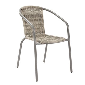 Elia Steel & PE Wicker Patio Chair Natural D38cmxW59cmxH76cm 