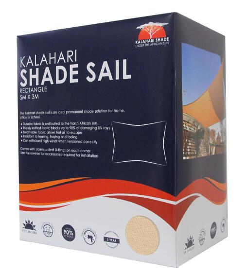 Shade Sail KALAHARI 5 m X 3 m Rectangular SAND