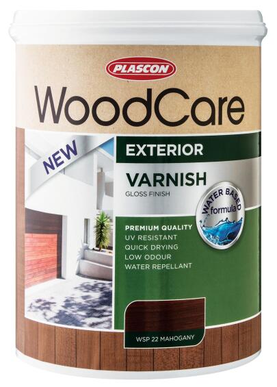 Wood varnish exterior gloss water-based PLASCON Woodcare imbuia 5l
