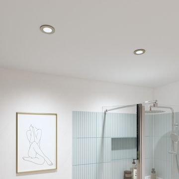 Inspire lecco recessed ring gu10 aluminium fixed satin nickel round 8.2cm ip65