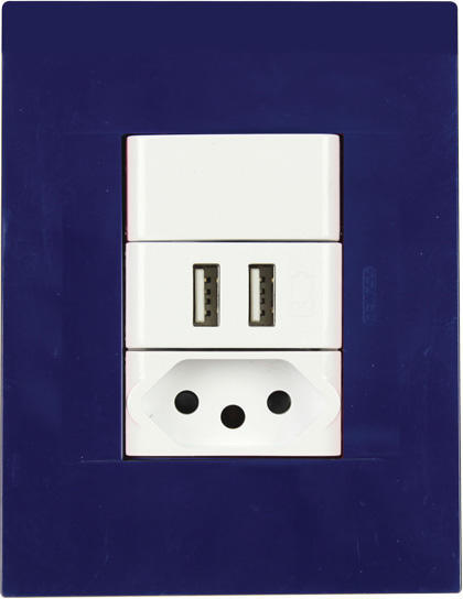 Socket chorus GEWISS blue 1x2 pin & 2 USB ports 2x4