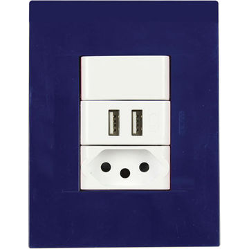 Socket chorus GEWISS blue 1x2 pin & 2 USB ports 2x4
