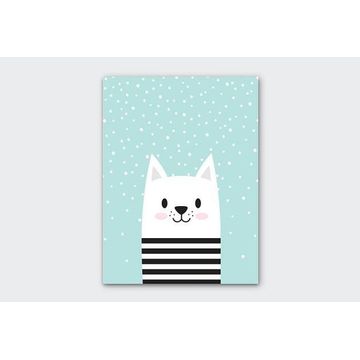 WALL ART PRINT STRIPED CAT 23X30CM