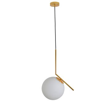 pendant light white glass and gold branch 