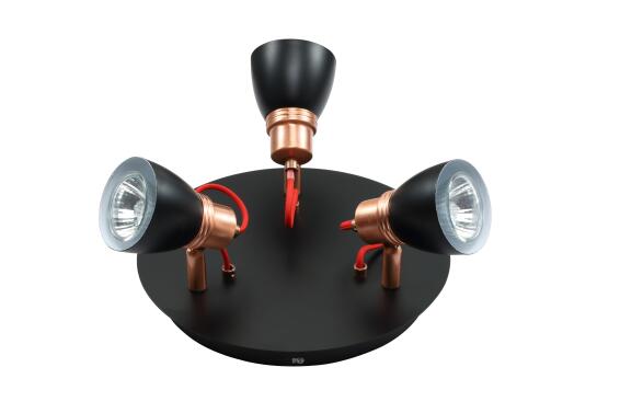  spotlight 3xgu10 on a plate black n copper