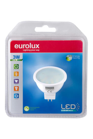 Eurolux MR16 GU5.3 LED Reflector Light Bulb Warm White 3W
