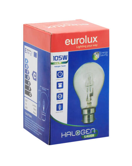 EUROLUX HALOGEN 105W B22 A55 GLOBE (SINGLE)