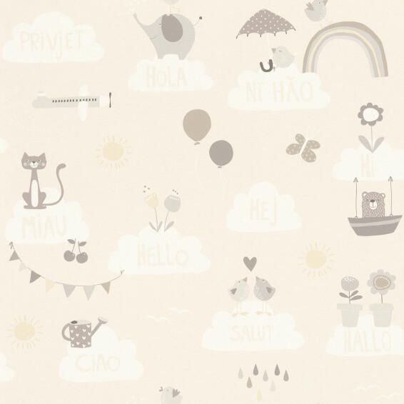 Wallpaper non-woven beige 10.5cm x 0.53cm