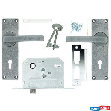 Fort Knox Lockset & Handles Key Entry Aluminium 2 lever 