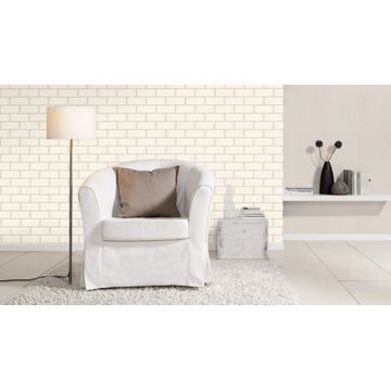 Rasch non woven / vinyl white tile wallpaper 10.05x0.53m