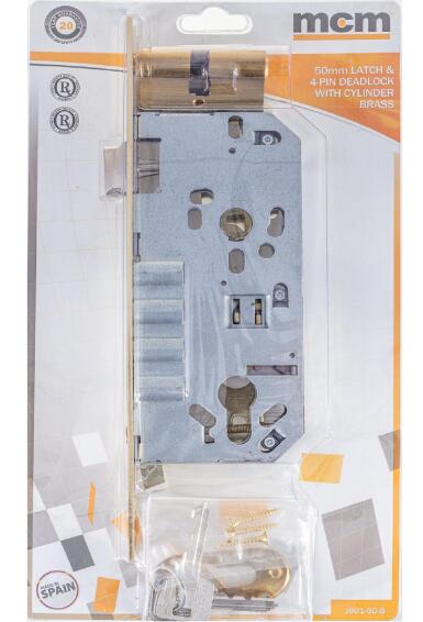 Latch & 4-pin deadlock cylinder entry nickel 50mm MCM