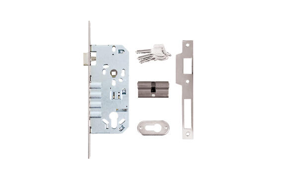 Latch & 4-pin deadlock cylinder entry chrome 50mm MCM