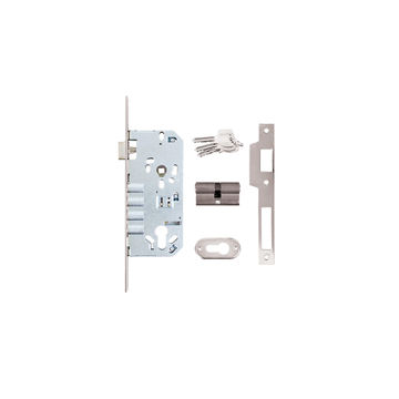 Latch & 4-pin deadlock cylinder entry chrome 50mm MCM