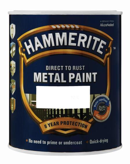 Direct to rust metal paint HAMMERITE hammered Grey 1L