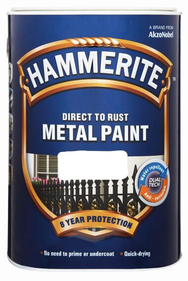 Hammerite Smoothrite Black Gloss Metal paint, 5L