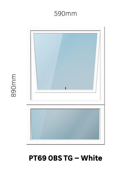 Aluminum window white obscure toughened glass PT69 w590 x h890mm