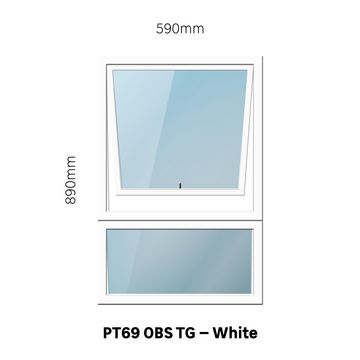 Aluminum window white obscure toughened glass PT69 w590 x h890mm