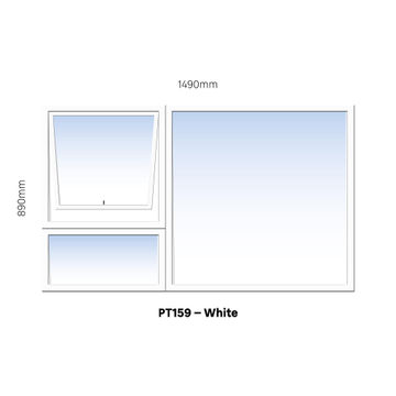 TOP HUNG ALUMINIUM WINDOW WHITE PT159 1 VENT W1500MM x H900MM