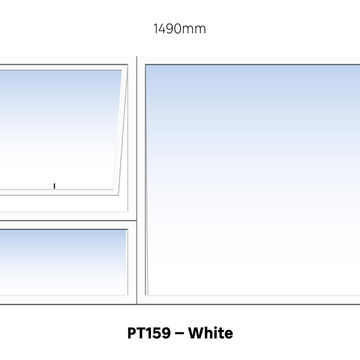 TOP HUNG ALUMINIUM WINDOW WHITE PT159 1 VENT W1500MM x H900MM