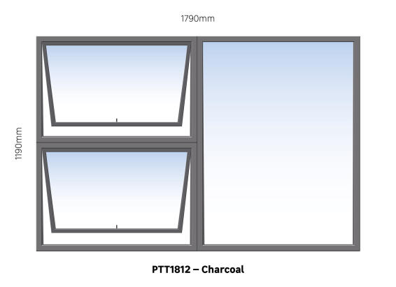 Aluminum window charcoal top hung PTT1812 W1800MM x H1200MM