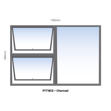 Aluminum window charcoal top hung PTT1812 W1800MM x H1200MM