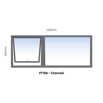 Aluminum window charcoal  PT156 w1490 x h590mm