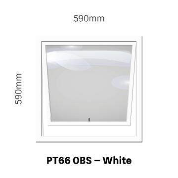 TOP HUNG ALUMINIUM WINDOW WHITE WITH OBSCURE GLASS PT66 1 VENT W600 x H600MM