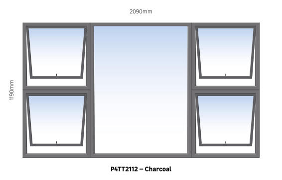 Aluminum window charcoal  P4TT2112 w2090 x h1190mm
