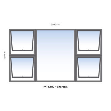 Aluminum window charcoal  P4TT2112 w2090 x h1190mm