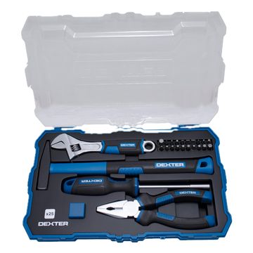 DEXTER Hand Tool Set in Plastic Box 25pcs