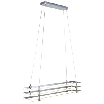 pendant light led 3 recta chrome