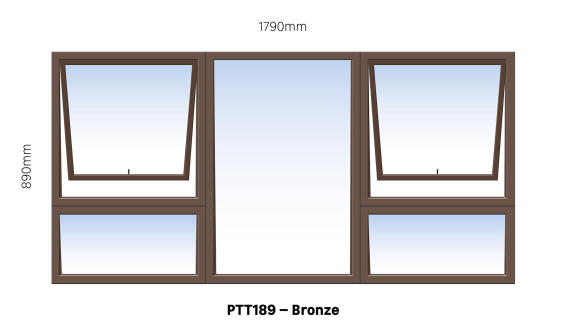 Aluminum window bronze  PTT189 w1790 x h890mm