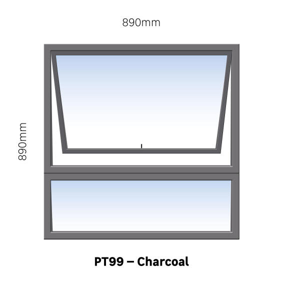 Abcus Window Aluminium Charcoal Top Hung W900mm x H900mm 