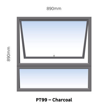 Abcus Window Aluminium Charcoal Top Hung W900mm x H900mm 