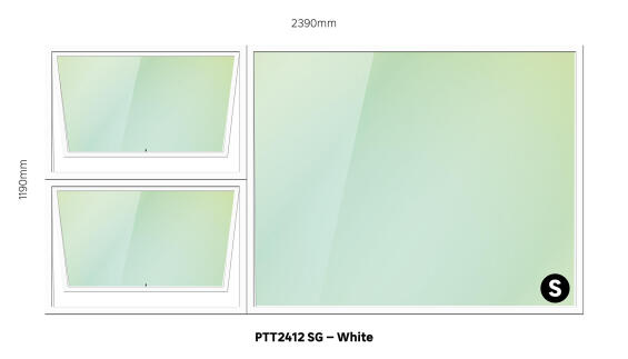 TOP HUNG ALUMINIUM WINDOW WHITE PTT2412 2 VENT W2400MM x H1200MM