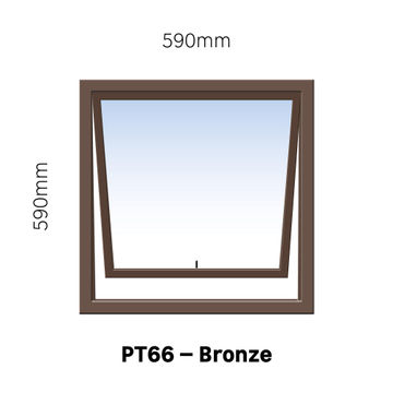 Aluminium window bronze top hung PT66 1 vent W600MM x H600MM
