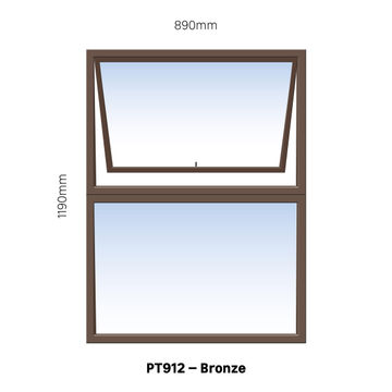 TOP HUNG ALUMINIUM WINDOW BRONZE PT912 1 VENT W900MM x H1200MM