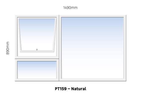 Aluminum window natural  PT159 w1490 x h890mm
