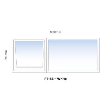 TOP HUNG ALUMINIUM WINDOW WHITE PT156 1 VENT W1500MM x H600MM
