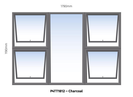 Aluminum window charcoal  P4TT1812 w1790 x h1190mm