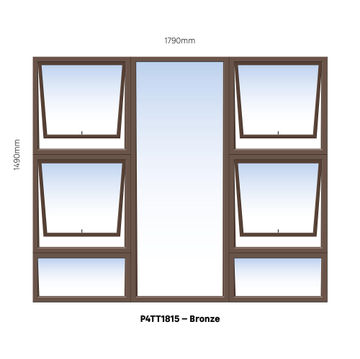 Aluminium window bronze top hung PTTTT1815 4 vent W1800MM x H1500MM