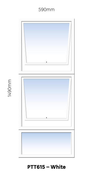 TOP HUNG ALUMINIUM WINDOW WHITE PTT615 2 VENT W600MM x H1500MM | LEROY ...