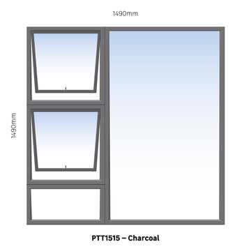 Aluminum window charcoal top hung PTT1515 W1500MM x H1500MM