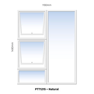 TOP HUNG ALUMINIUM WINDOW NATURAL PTT1215 2 VENT W1200MM x H1500MM