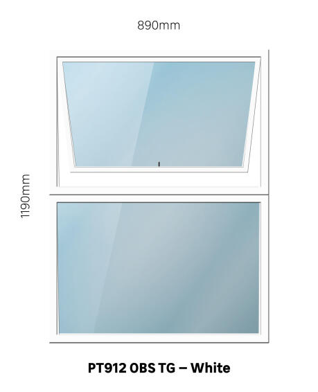 Aluminum window white obscure toughened glass PT912 w890 x h1190mm