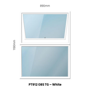 Aluminum window white obscure toughened glass PT912 w890 x h1190mm